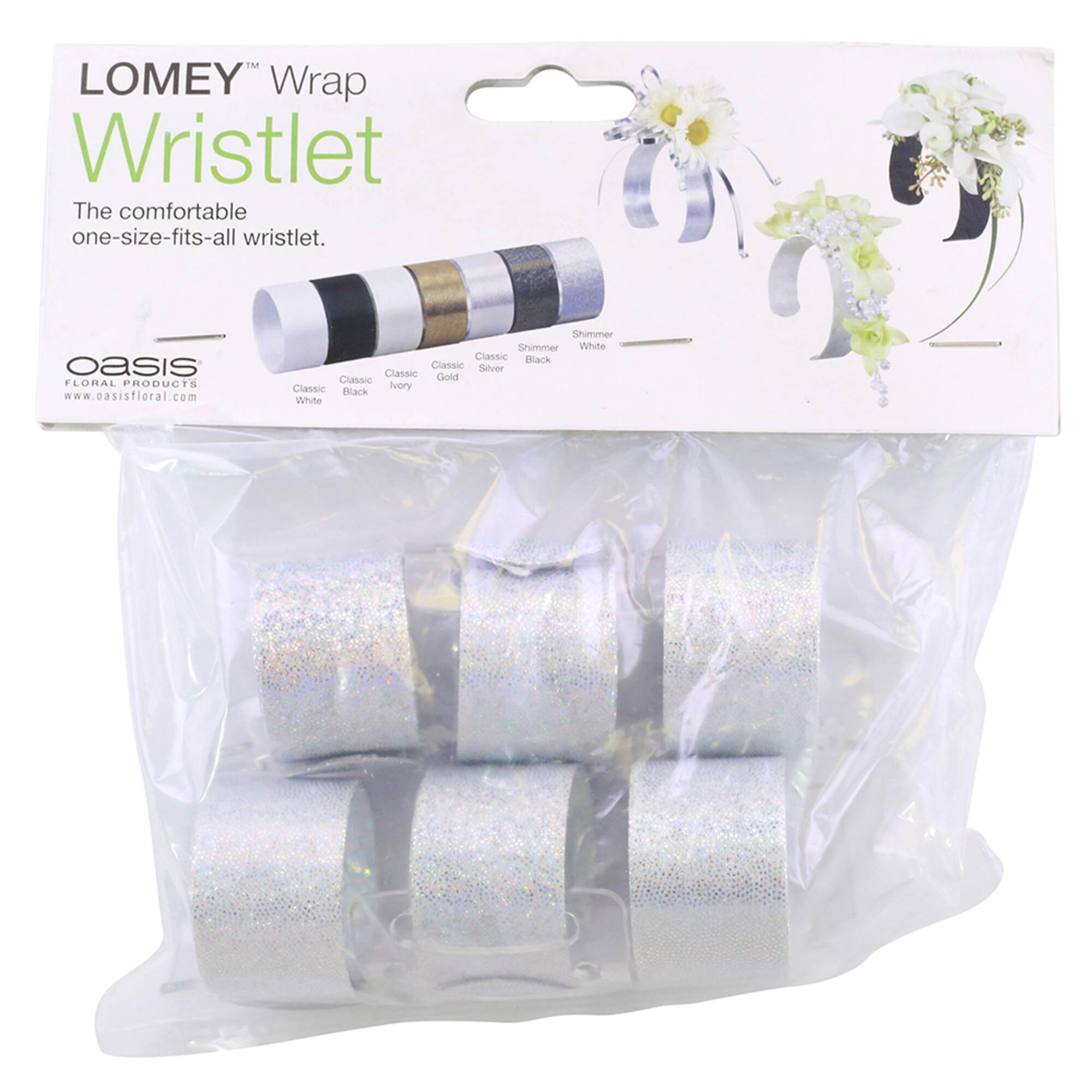 JAM Paper White Shimmer Wrap Wristlets, 6ct.